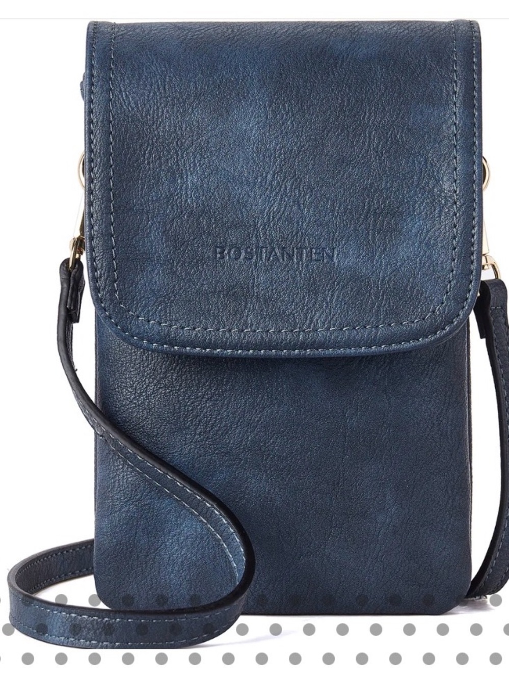 Bostanten Navy Evelyn Leather Crossbody Phone Wallet Purse